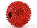 Бусина Шамбала 06 Ёжик металлический 10мм красная (металлический сплав)