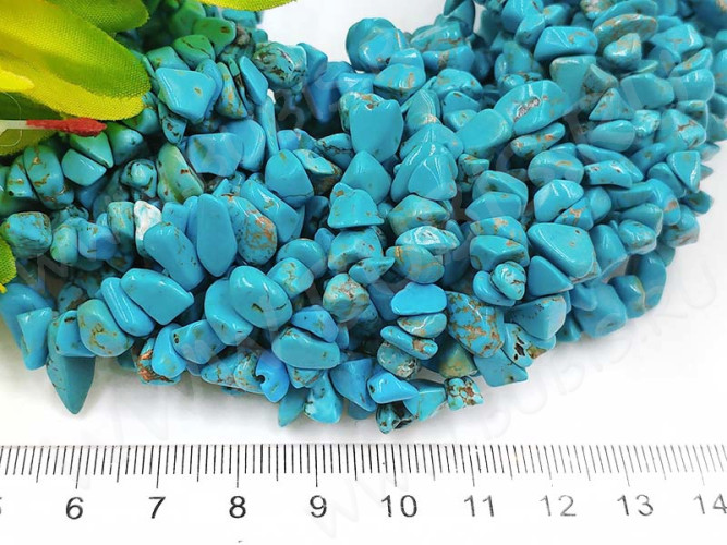 Крошка (галтовка) каменная 148 5-9мм Говлит голубой (камни) (нить 43-45см)