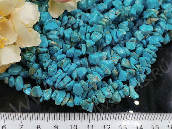 Крошка (галтовка) каменная 148 5-9мм Говлит голубой (камни) (нить 43-45см)
