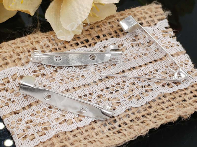 (СКИДКИ!!!) Основа (заготовка) для броши №23 Булавка 2 отверстия 30*6*5мм серебристая (Iron) (10шт.)