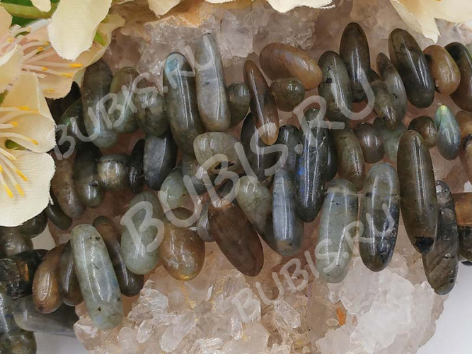 (ОПТ) Бусина каменная Клык 18 13-20мм Лабрадорит натуральный (камни) (НИТЬ)