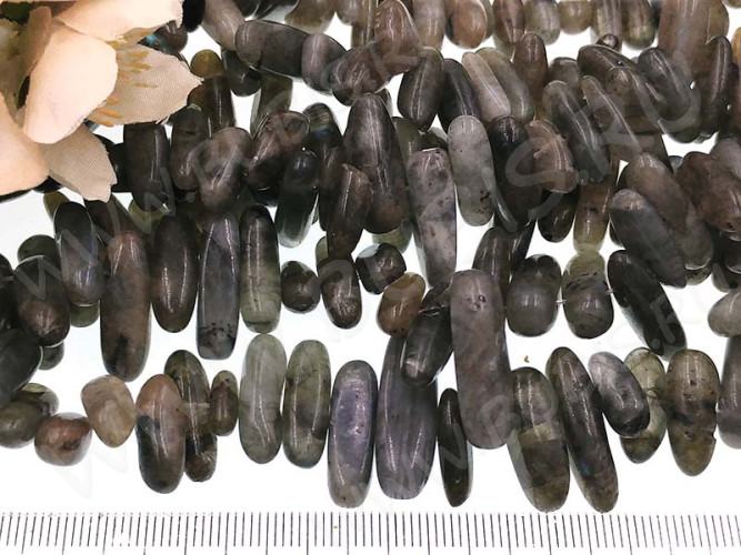 (ОПТ) Бусина каменная Клык 18 13-20мм Лабрадорит натуральный (камни) (НИТЬ)