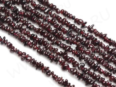 Крошка (галтовка) каменная 206 4-7мм Гранат натуральный (камни) (длинная нить прим. 80см)