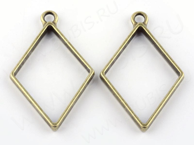 Подвеска Рамка 04 Ромб 40*25,5*3,5мм античная бронза (литьё)