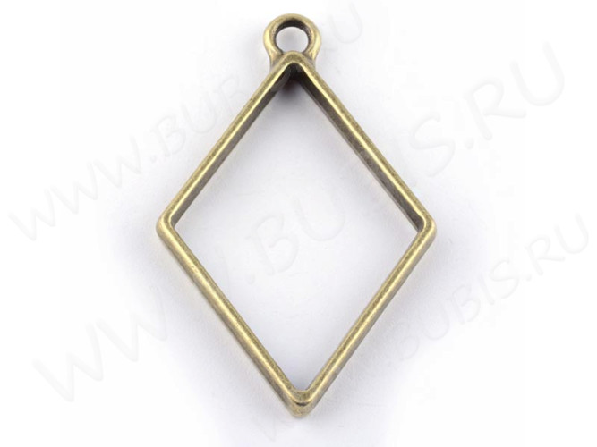 Подвеска Рамка 04 Ромб 40*25,5*3,5мм античная бронза (литьё)