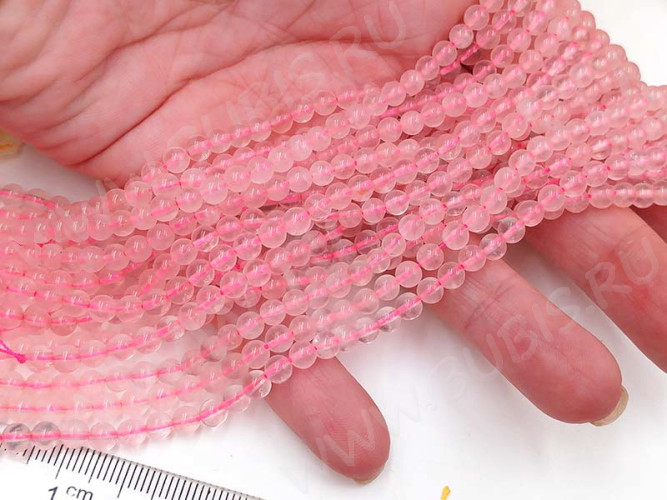 (СКИДКИ!!!) Бусина округлая 4мм Розовый кварц натуральный (камни) (10шт.)