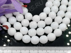 (ОПТ) Бусина округлая ГРАНЁНАЯ 10мм Агат белый имит. (камни) (НИТЬ)