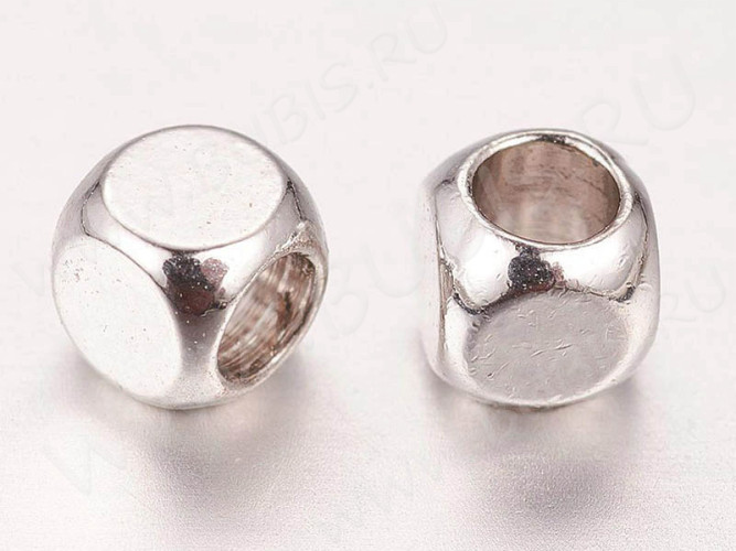 Бусина 154 Кубик маленький 3*3*3мм цвет платины (LUX Китай) (Brass) (10шт.)