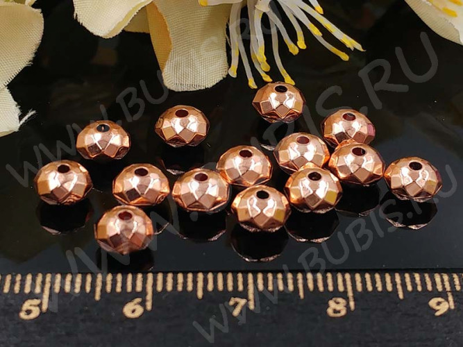 Рондели 092 Абакусы граненые 6*6*4мм розовое золото (акрил) (20шт.)