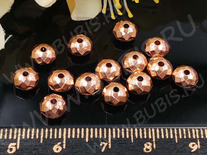 Рондели 092 Абакусы граненые 6*6*4мм розовое золото (акрил) (20шт.)