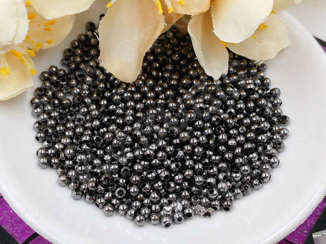 (СКИДКИ!!!) Бусина Шарик металлический 2мм чёрный никель (Iron) (ок.350шт.)