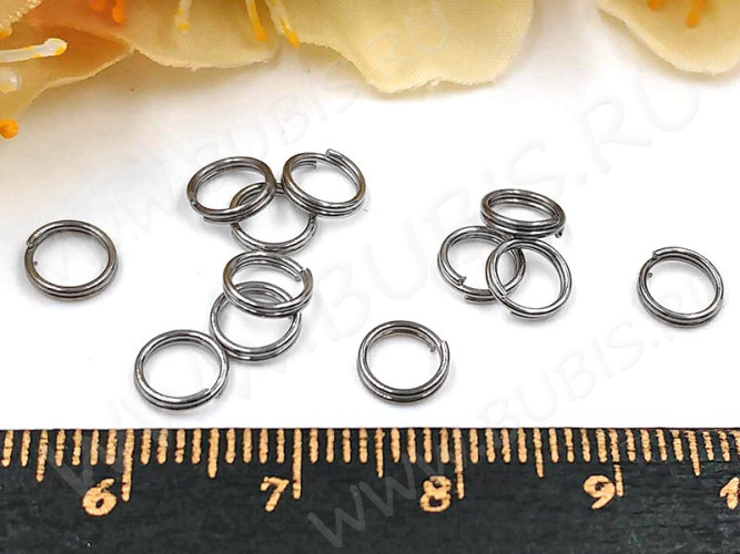 Колечки двойной крутки 6мм цвет платины (Хирургическая сталь)(50шт)