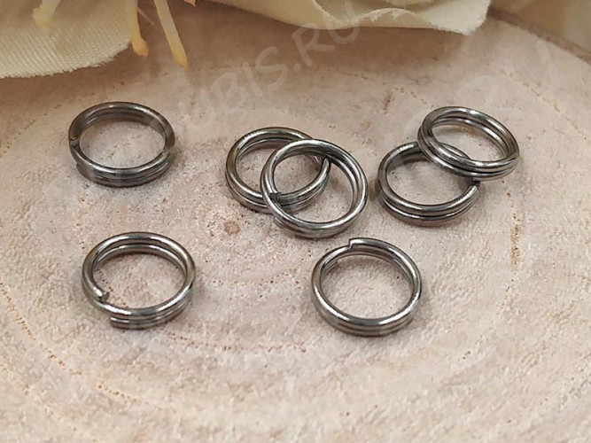 Колечки двойной крутки 6мм цвет платины (Хирургическая сталь)(50шт)