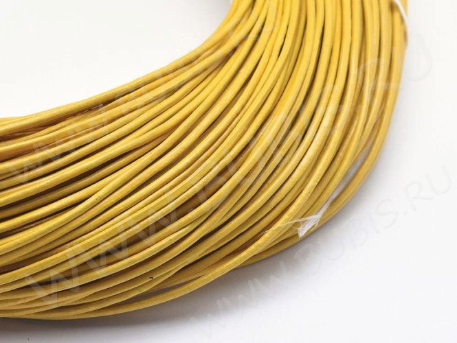 Шнур кожаный 02 воловья кожа 1,5мм круглый жёлтый (1м)