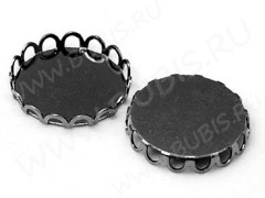 Подвеска-сеттинг Круг 07 коннектор (сеттинг 18мм) 19*19*3мм чёрный никель (Brass)