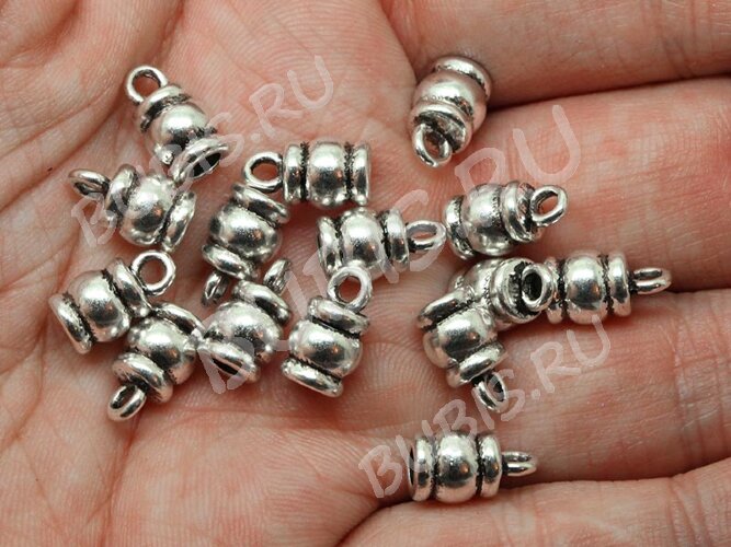 (СКИДКИ!!!) Концевик 034 для вклеивания (3мм) 11,5*6,5*6,5мм античное серебро (литьё) (10шт.)