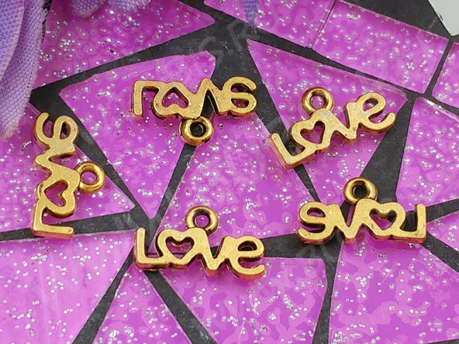 (СКИДКИ!!!) Подвеска "Love" 02 3D 12*6,5*2мм античное золото (литьё) (10шт.)