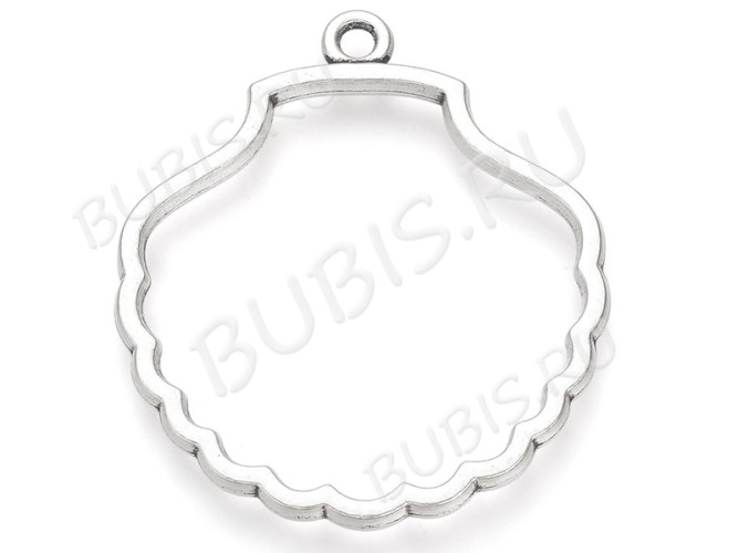 Подвеска Рамка 22 Раковина 44,5*38,5*4,3мм античное серебро (литьё)
