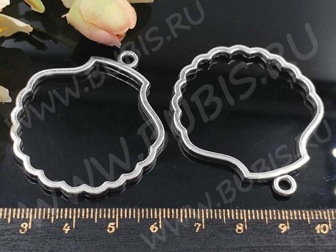 Подвеска Рамка 22 Раковина 44,5*38,5*4,3мм античное серебро (литьё)