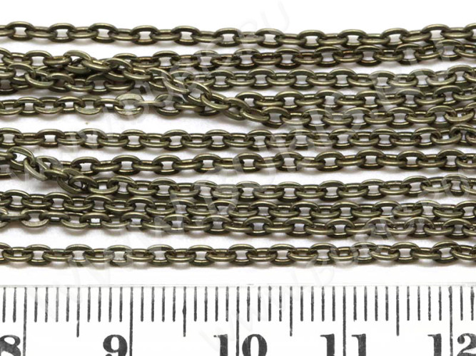 Цепочка I076 с плоским звеном 3*2,35мм античная бронза (Iron) (50см)