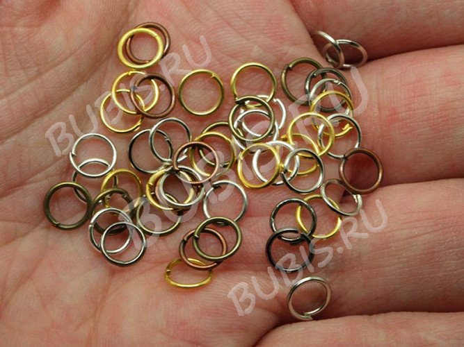 (СКИДКИ!!!) МИКС колечек 18 ОДИНАРНЫЕ 6*0,7мм МИКС всех цветов (Iron) (25гр)