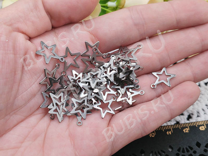 Подвеска Звёздочка 18 14,5*12,5*0,7мм цвет платины (Хирургическая сталь)