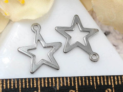 Подвеска Звёздочка 18 14,5*12,5*0,7мм цвет платины (Хирургическая сталь)