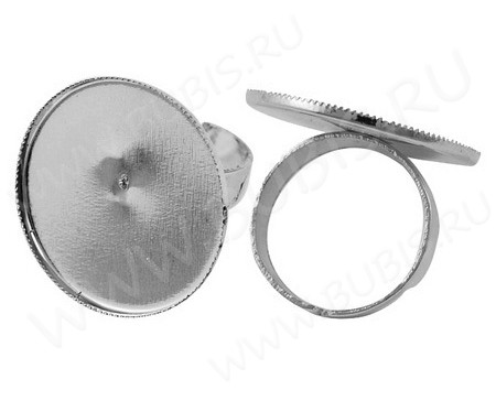Основа (заготовка) для кольца 035 18мм с сеттингом 25мм цвет платины (Iron)