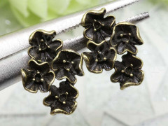 Пуссеты (&quot;гвоздики&quot;) №070 Цветочки 19*14,5*14мм античная бронза (литьё) (1 пара)