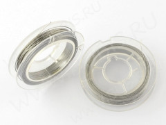 Ювелирный тросик 038-10 Ланка Струна 0,38мм цвета платины (серебристый) (катушка 10м)