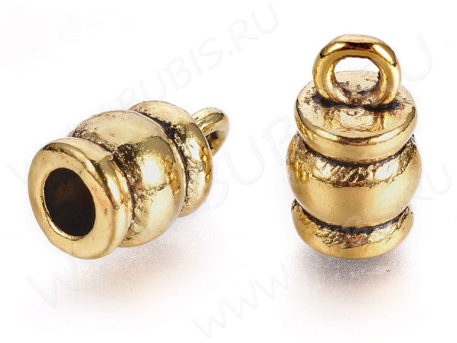 (СКИДКИ!!!) Концевик 034 для вклеивания (3мм) 11,5*6,5*6,5мм античное золото (литьё) (10шт.)