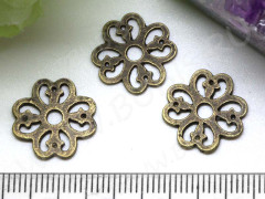 129 Коннектор Цветочек ажурный 15*15*1мм античная бронза (литьё)