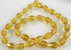 Бусина Капля 14 гранёная 10*7*6мм золотистая прозрачная (стекло)