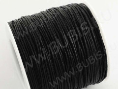 Вощёный х/б шнур 1мм черный на катушке (ок.90м)