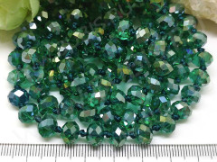 (ОПТ) Бусина кристалл гранёный абакус 8*8*5,5мм Хрусталь изумрудный с АВ прозрачный (имитация Сваровски) (НИТЬ)