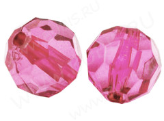 Бусина Округлая 07 гранёная 12*11,5*11,5мм яр.розовая прозрачная (акрил)