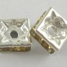 Рондель 02 квадратный 6*6*2,7мм серебристый с золотистыми стразами (Brass) Купить Рондель 02 квадратный 6*6*2,7мм серебристый с золотистыми стразами (Brass) с доставкой по России
