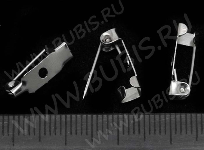 (ОПТ) Основа (заготовка) для броши №21 Булавка 1 отверстие 15*5*5мм цвет платины (Iron) (100шт.)