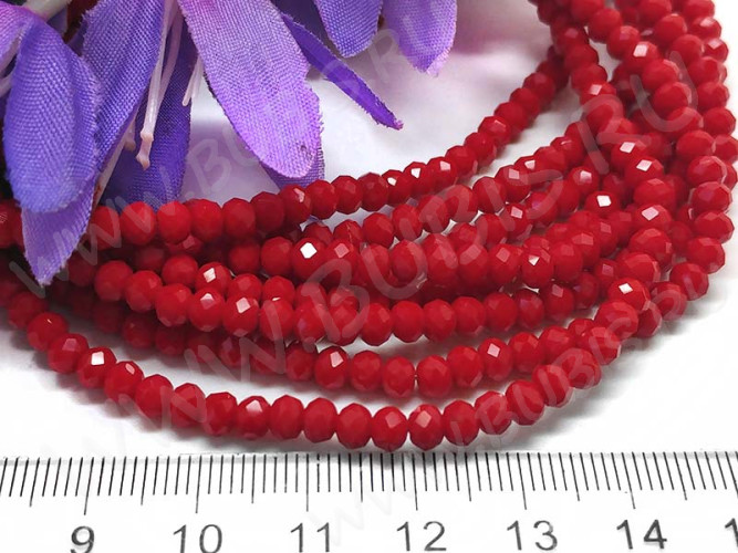 Бусина кристалл гранёный абакус 4,3*4*3,5мм красный НЕпрозрачный (имитация Сваровски) (20шт.)