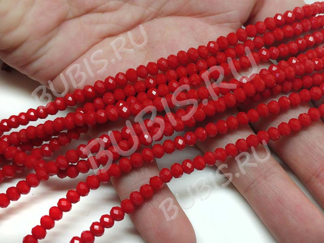 Бусина кристалл гранёный абакус 4,3*4*3,5мм красный НЕпрозрачный (имитация Сваровски) (20шт.)