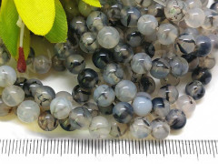 (ОПТ) Бусина округлая 6мм Агат "Вены Дракона" серый (камни) (НИТЬ)