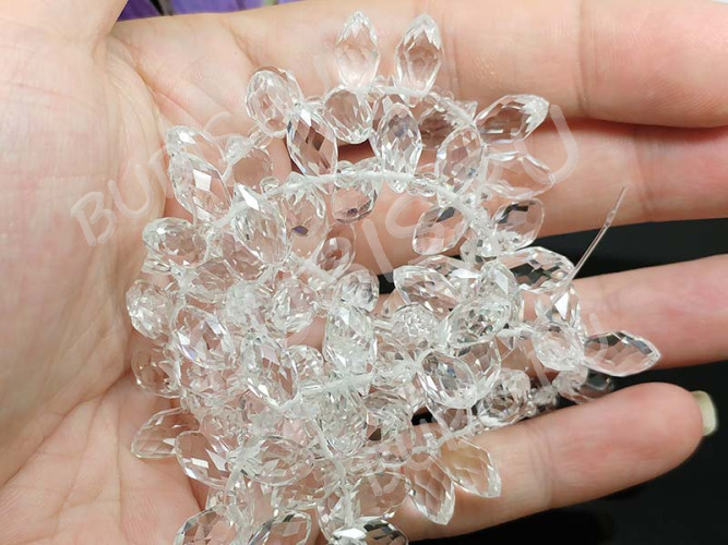 Подвеска Капля гранёная 12*6*5,5мм Хрусталь чистый прозрачный (имитация Сваровски)