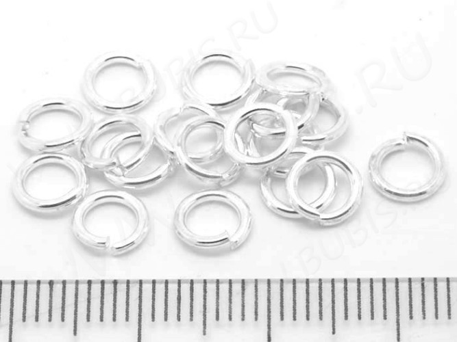 Колечки обычные толстые 6*1мм серебристые (Brass) (50шт)