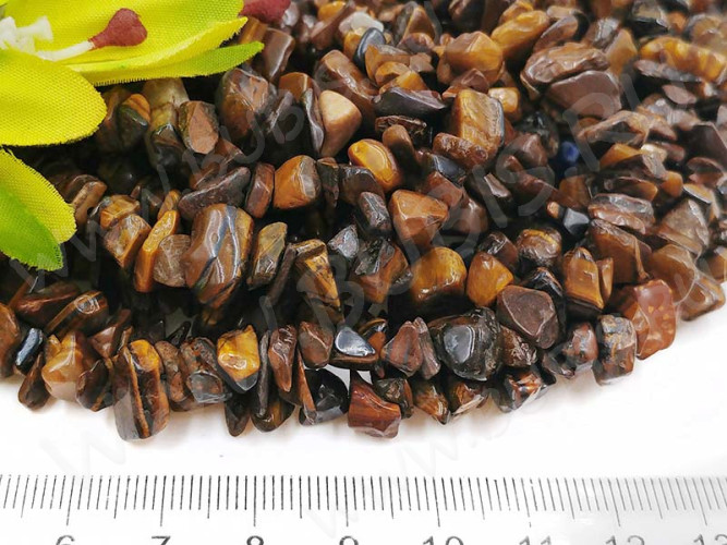 Крошка (галтовка) каменная 149 5-9мм Тигровый глаз натуральный (камни) (нить 43-45см)
