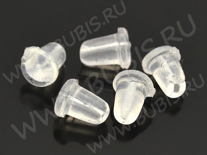 Зажимы для пуссет(гвоздиков) и швенз №23 прорезиненные крепёжки (08) 6*4,5*4,5мм прозрачные (ок.100шт)