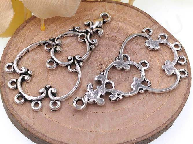 309 Коннектор чендлер 34*20*1,5мм античное серебро (литьё)