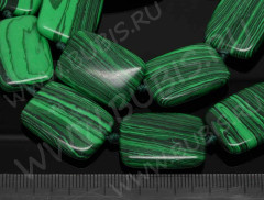 Бусина каменная Прямоугольник 11 25*18*5,5мм Малахит синт. (камни)