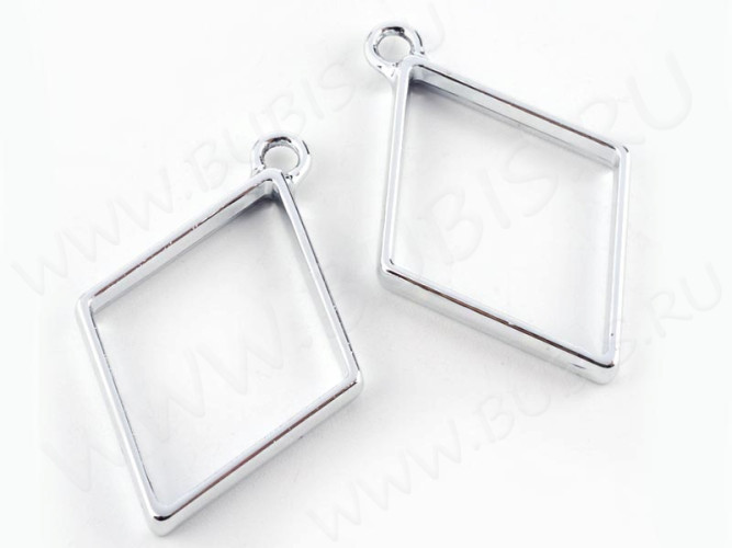 Подвеска Рамка 04 Ромб 40*25,5*3,5мм цвет платины (литьё)