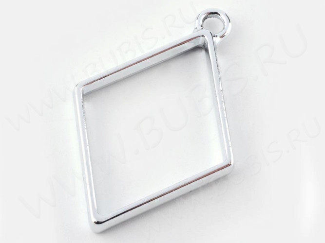 Подвеска Рамка 04 Ромб 40*25,5*3,5мм цвет платины (литьё)