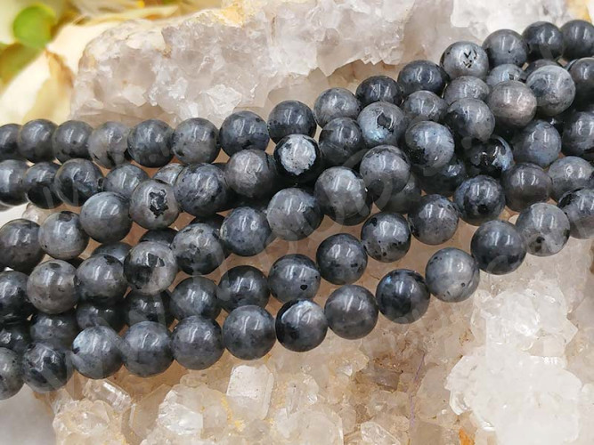 (ОПТ) Бусина округлая 6мм Ларвикит (Лабрадорит Норвежский) (камни) (НИТЬ)